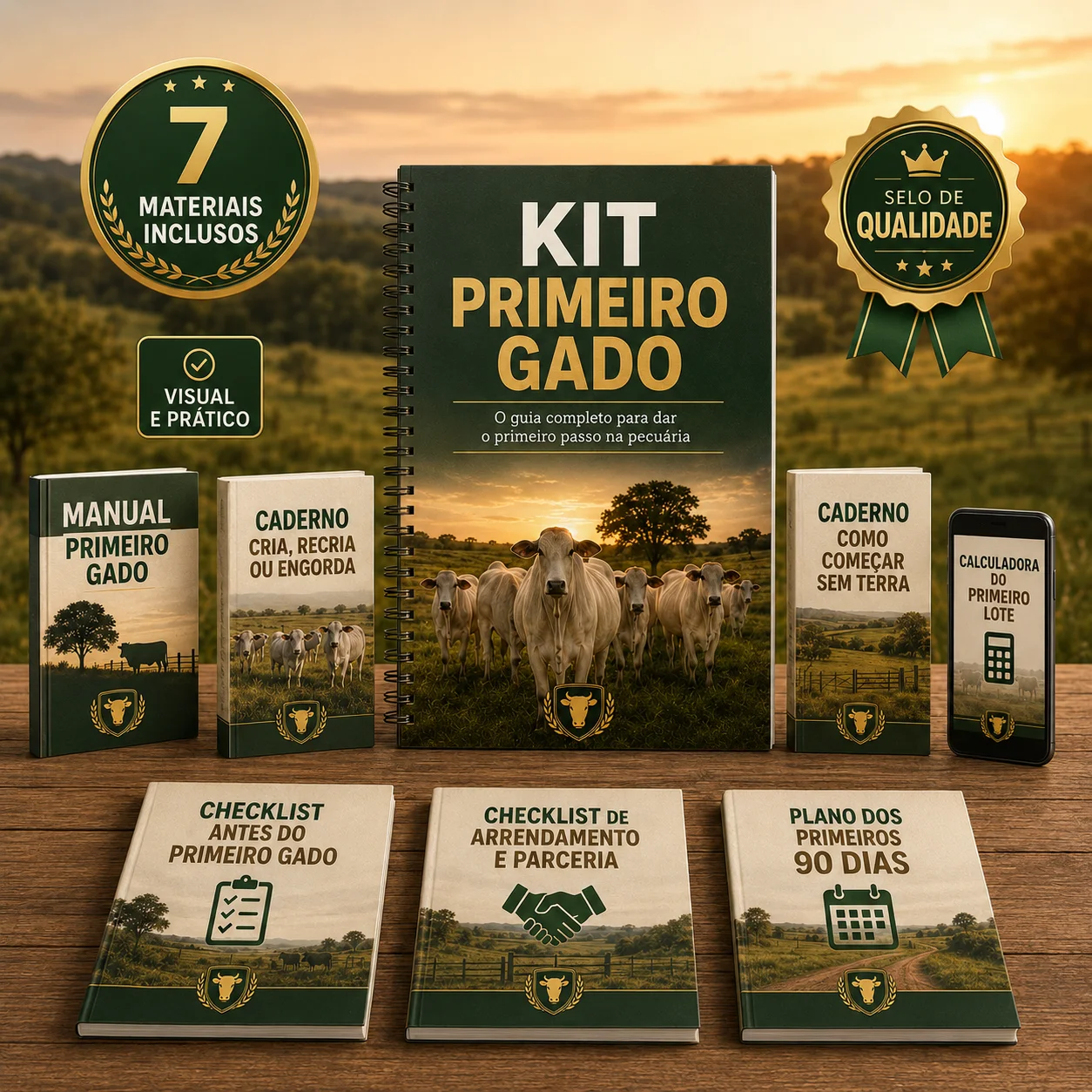 Kit Primeiro Gado: Manual Primeiro Gado + 6 cadernos, 7 materiais inclusos